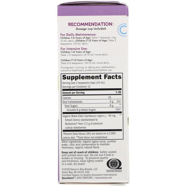 Nature's Way, Organic Sambucus Syrup for Kids, Standardized Elderberry, 4 fl oz (120 ml) - The Supplement Shop