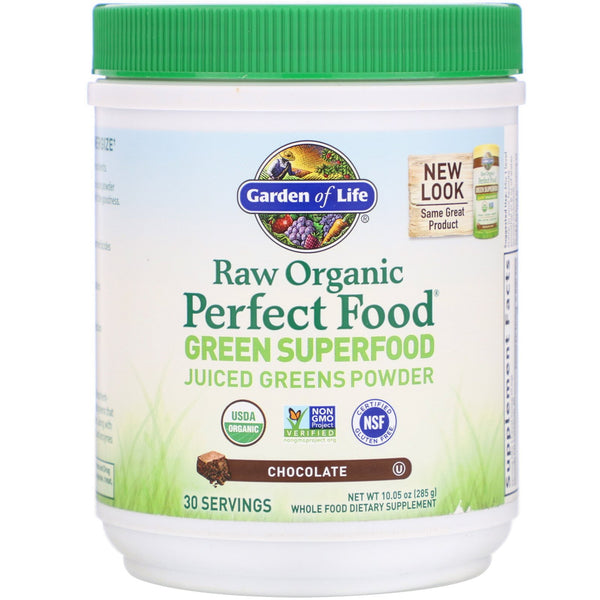 Garden of Life, RAW Organic, Perfect Food, Green Superfood, Chocolate, 10.05 oz (285 g) - The Supplement Shop
