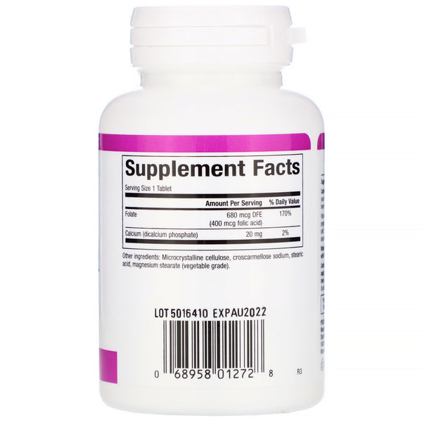 Natural Factors, Folic Acid, 400 mcg, 90 Tablets - The Supplement Shop