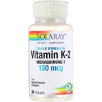 Solaray, Triple Strength Vitamin K-2 Menaquinone-7, 150 mcg, 30 VegCaps - The Supplement Shop