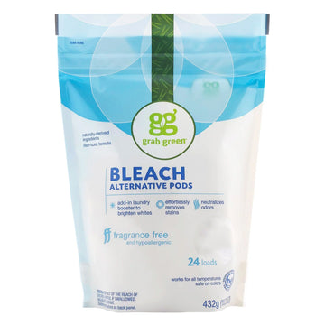 Grab Green, Bleach Alternative Pods, Fragrance Free, 24 Loads, 15.2 oz (432 g)