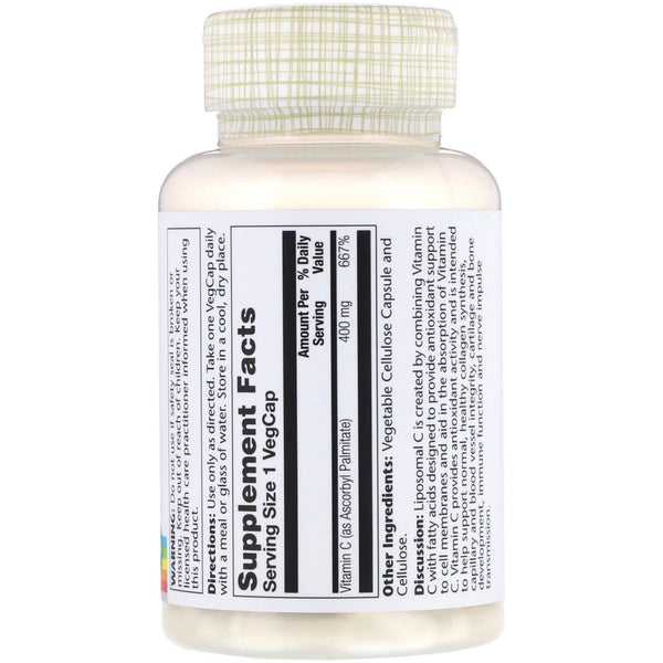 Solaray, Liposomal Vitamin C, 400 mg, 100 VegCaps - The Supplement Shop