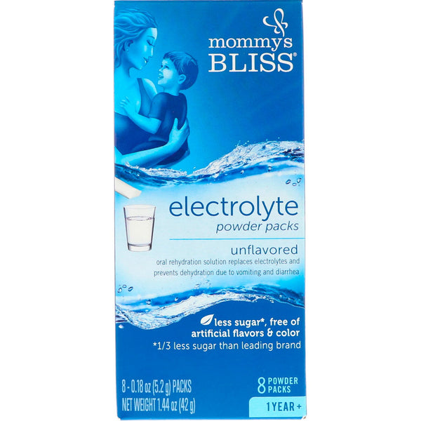 Mommy's Bliss, Electrolyte Powder Packs, Unflavored, 1 Year +, 8 Powder Packs, 0.18 oz (5.2 g) Each - The Supplement Shop