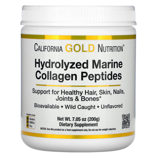 California Gold Nutrition, Hydrolyzed Marine Collagen Peptides, Unflavored, 7.05 oz (200 g) - The Supplement Shop