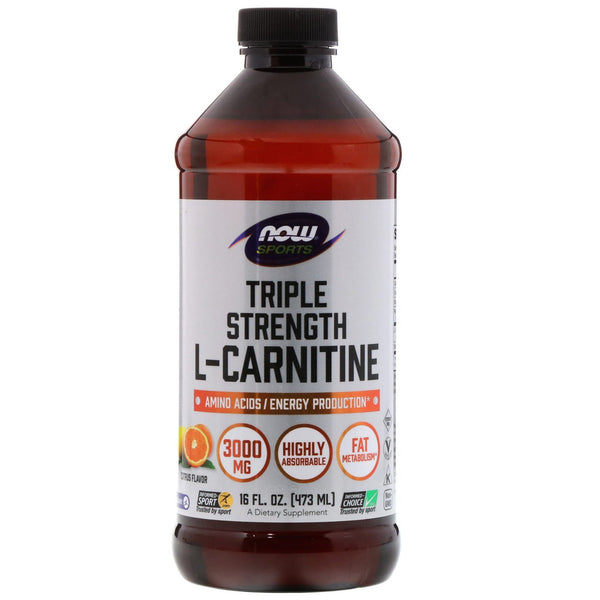 Now Foods, Sports, Triple Strength L-Carnitine Liquid, Citrus, 3,000 mg, 16 fl oz (473 ml) - The Supplement Shop