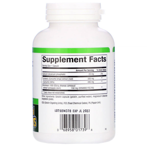 Natural Factors, Turmeric & Bromelain, 450 mg, 180 Capsules - The Supplement Shop