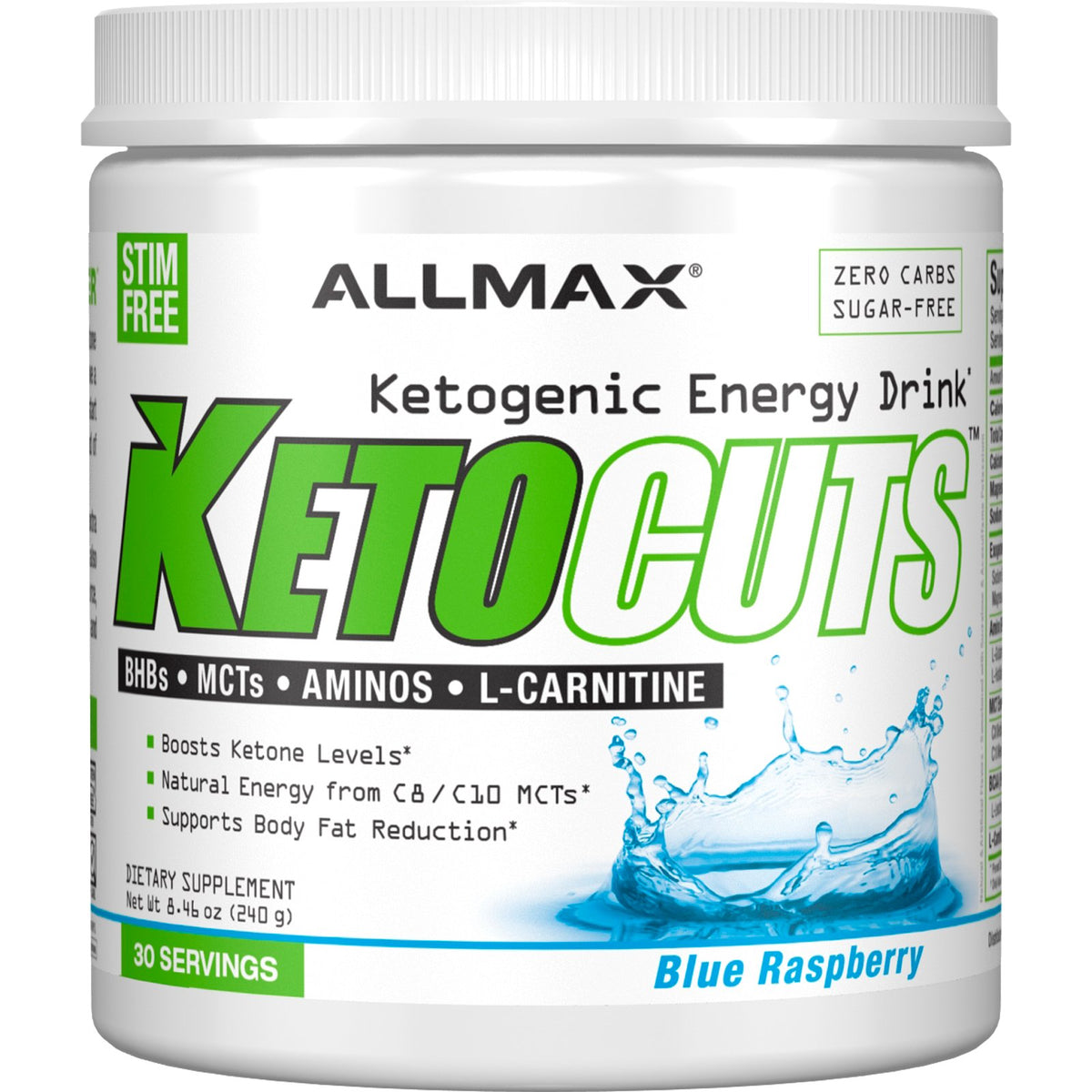 ALLMAX Nutrition, KetoCuts, Ketogenic Energy Drink, Blue Raspberry, 8 ...