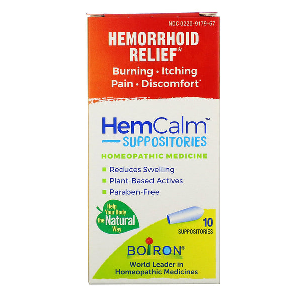 Boiron, HemCalm Suppositories, Hemorrhoid Relief, 10 Suppositories - The Supplement Shop