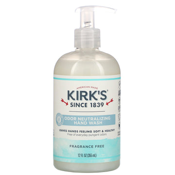 Kirk's, Odor Neutralizing Hand Wash,  Fragrance Free, 12 fl oz (355 ml)