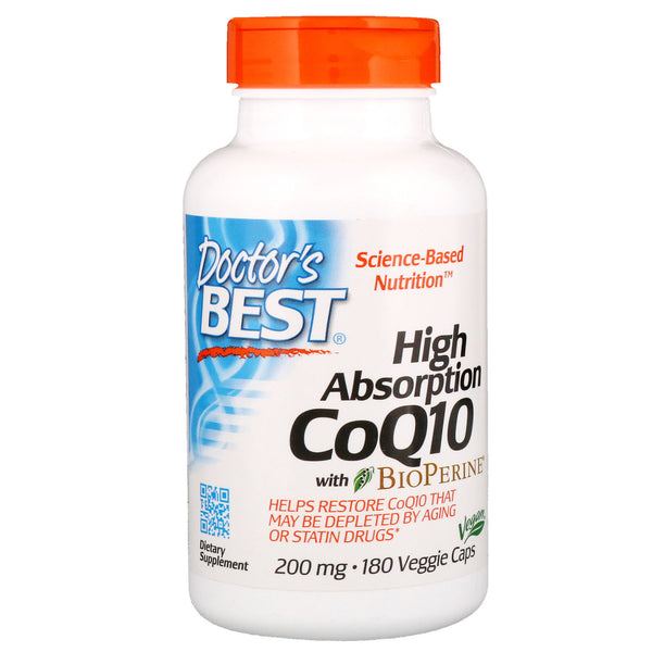 Doctor's Best, High Absorption CoQ10 with BioPerine, 200 mg, 180 Veggie Caps - The Supplement Shop