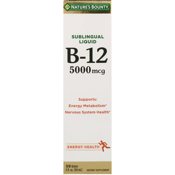 Nature's Bounty, Sublingual Liquid, Vitamin B12, 5,000 mcg, 2 fl oz (59 ml)