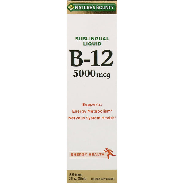 Nature's Bounty, Sublingual Liquid, Vitamin B12, 5,000 mcg, 2 fl oz (59 ml) - The Supplement Shop