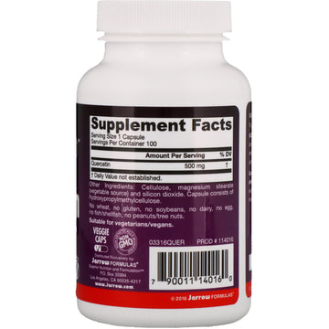 Jarrow Formulas, Vegan Quercetin, 500 mg, 100  Veggie Capsules