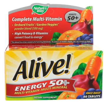 Nature's Way, Alive! Energy 50+, Multivitamin-Multimineral, For Adults 50+, 60 Tablets
