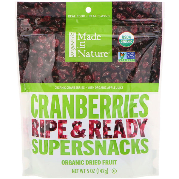 Made in Nature, Organic Dried Cranberries, Ripe & Ready Supersnacks, 5 oz (142 g) - The Supplement Shop