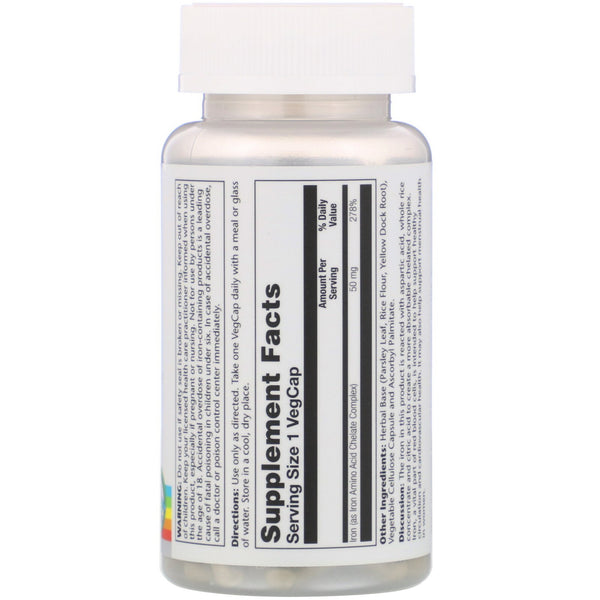 Solaray, Iron, 50 mg, 60 VegCaps - The Supplement Shop