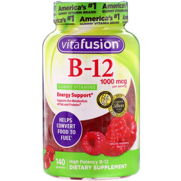 VitaFusion, B12, Natural Raspberry Flavor, 1,000 mcg, 140 Gummies