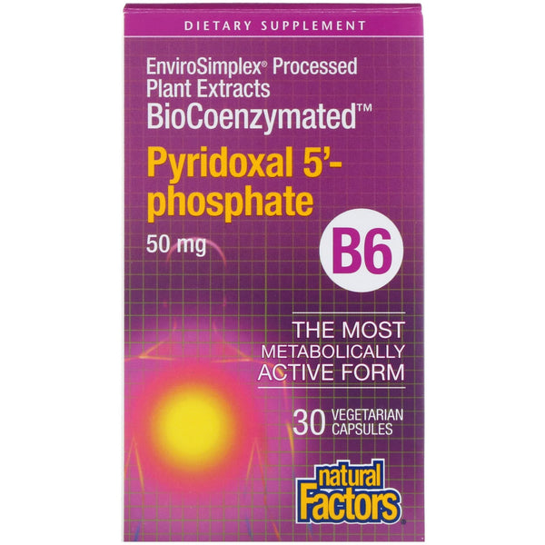 Natural Factors, BioCoenzymated, B6, Pyridoxal 5'-Phosphate, 50 mg, 30 Vegetarian Capsules - The Supplement Shop