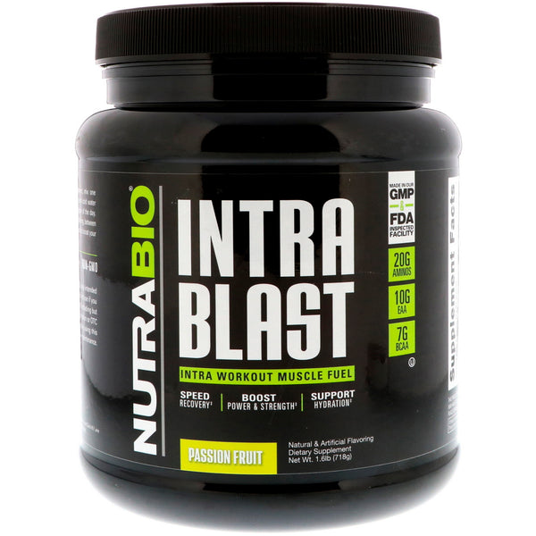 NutraBio Labs, Intra Blast, Intra Workout Muscle Fuel, Passion Fruit, 1.6 lb (718 g) - The Supplement Shop