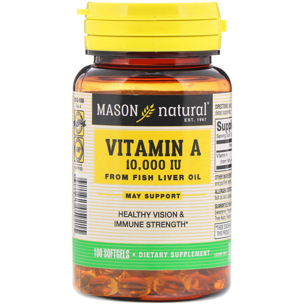 Mason Natural, Vitamin A, 10,000 IU, 100 Softgels - The Supplement Shop