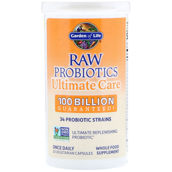 Garden of Life, RAW Probiotics Ultimate Care, 30 Vegetarian Capsules - The Supplement Shop