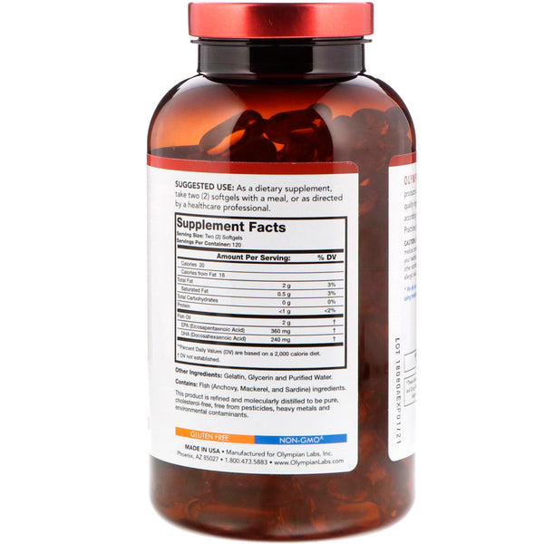 Olympian Labs, Omega-3 Fish Oils, 2000 mg, 240 Softgels - The Supplement Shop