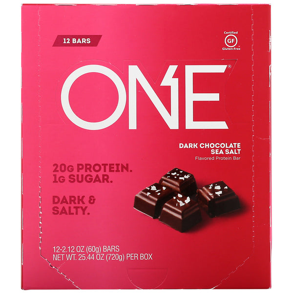 One Brands, One Bar, Dark Chocolate Sea Salt, 12 Bars, 2.12 oz (60 g) Each - The Supplement Shop