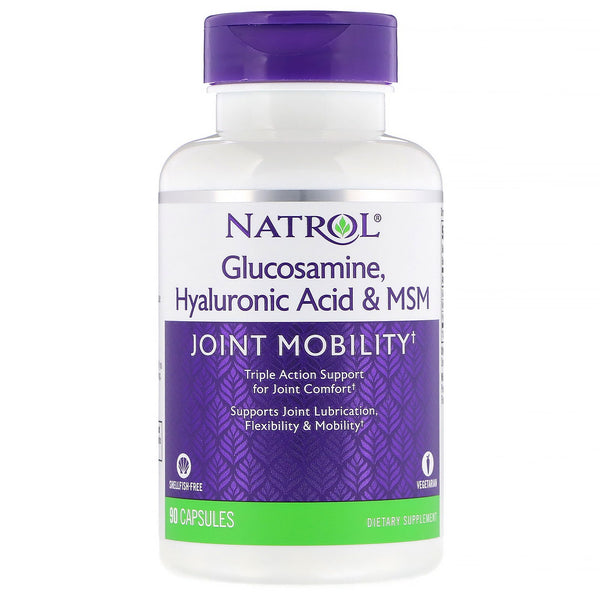 Natrol, Glucosamine, Hyaluronic Acid & MSM , 90 Capsules - The Supplement Shop