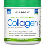 ALLMAX Nutrition, Grass Fed & Pasture Raised Collagen with 10,000 mcg Biotin + 90 mg Vitamin C, 15.5 oz (440 g) - The Supplement Shop
