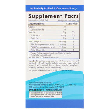 Nordic Naturals, Omega-3, Lemon, 60 Soft Gels (345 mg per Soft Gel)