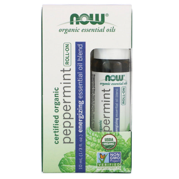 Now Foods, Certified Organic Peppermint Roll-On, 1/3 fl oz (10 ml) - The Supplement Shop