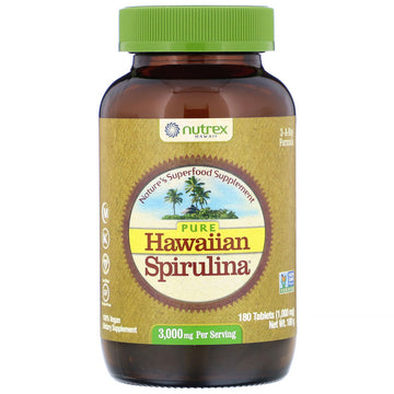 Nutrex Hawaii, Pure Hawaiian Spirulina, 3,000 mg, 180 Tablets