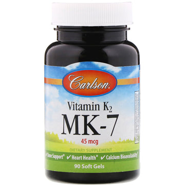 Carlson Labs, Vitamin K2 MK-7, 45 mcg, 90 Soft Gels