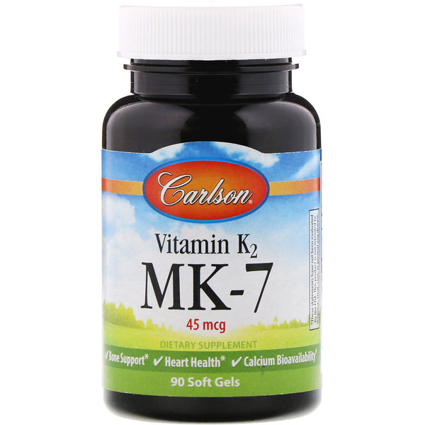 Carlson Labs, Vitamin K2 MK-7, 45 mcg, 90 Soft Gels - The Supplement Shop