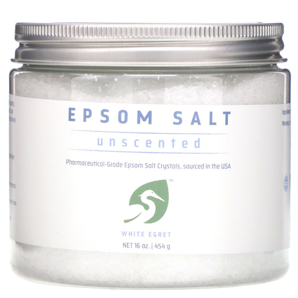 White Egret Personal Care, Epsom Salt, Unscented, 16 oz (454 g) - The Supplement Shop