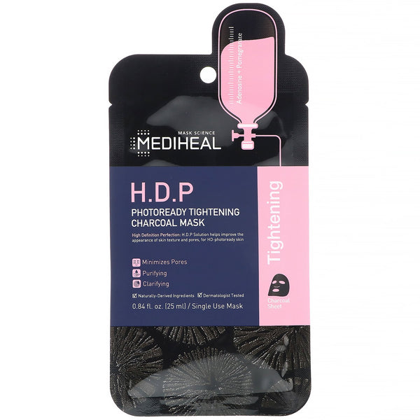Mediheal, H.D.P, Photoready Tightening Charcoal Mask, 5 Sheets, 0.84 fl oz (25 ml) Each - The Supplement Shop