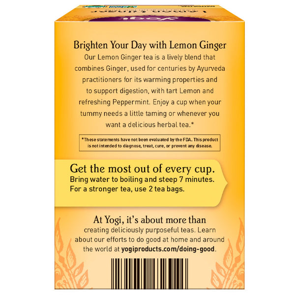 Yogi Tea, Lemon Ginger, Caffeine Free, 16 Tea Bags, 1.27 oz (36 g) - The Supplement Shop