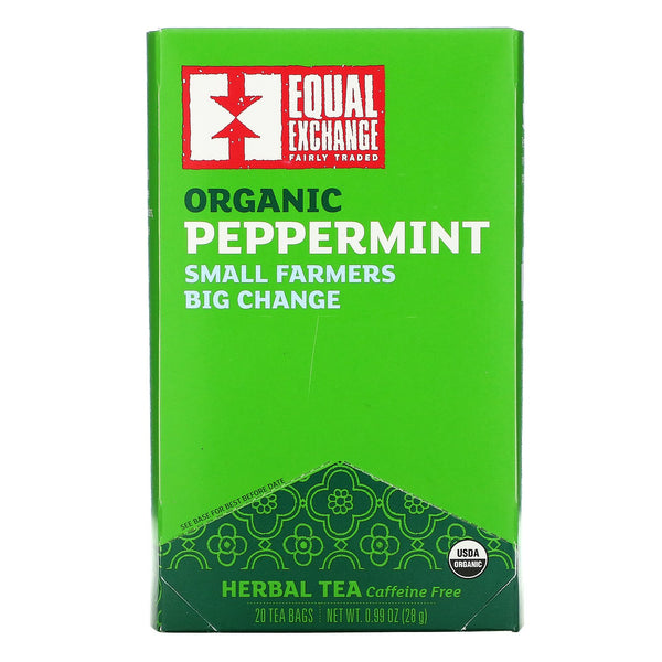 Equal Exchange, Organic Peppermint Herbal Tea, Caffeine Free, 20 Tea Bags, 0.99 oz (28 g) - The Supplement Shop