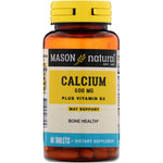 Mason Natural, Calcium Plus Vitamin D3, 600 mg, 60 Tablets - The Supplement Shop