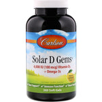 Carlson Labs, Solar D Gems, Natural Lemon Flavor, 100 mg (4,000 IU), 360 Soft Gels - The Supplement Shop