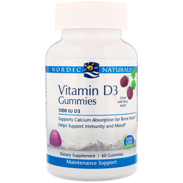 Nordic Naturals, Vitamin D3, Wild Berry, 1,000 IU, 60 Gummies