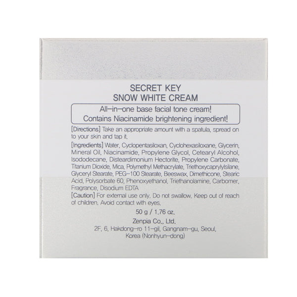 Secret Key, Snow White Cream, Whitening Cream, 50 g - The Supplement Shop