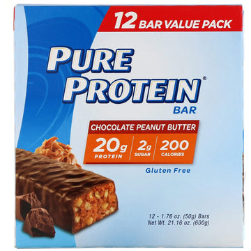 Pure Protein, Chocolate Peanut Butter Bar, 12 Bars, 1.76 oz (50 g) Each