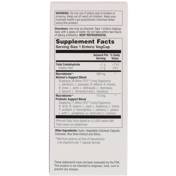 Solaray, Mycrobiome Probiotic, Women's Formula, 30 Enteric VegCaps - The Supplement Shop