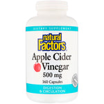 Natural Factors, Apple Cider Vinegar, 500 mg, 360 Capsules - The Supplement Shop