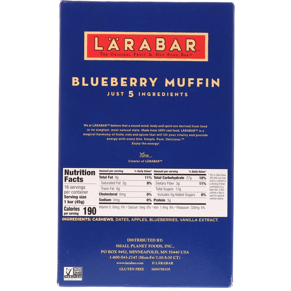 Larabar, Blueberry Muffin, 16 Bars, 1.6 oz (45 g) Each - The Supplement Shop