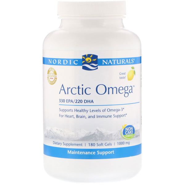 Nordic Naturals, Arctic Omega, Lemon , 1,000 mg, 180 Soft Gels - The Supplement Shop