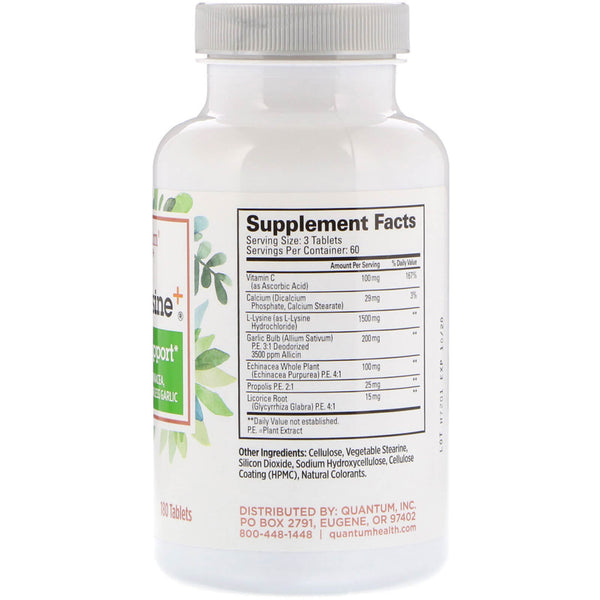 Quantum Health, Super Lysine+, Immune Support, 180 Tablets - The Supplement Shop