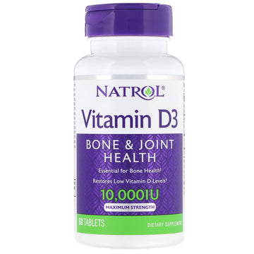 Natrol, Vitamin D3, Maximum Strength, 10,000 IU, 60 Tablets