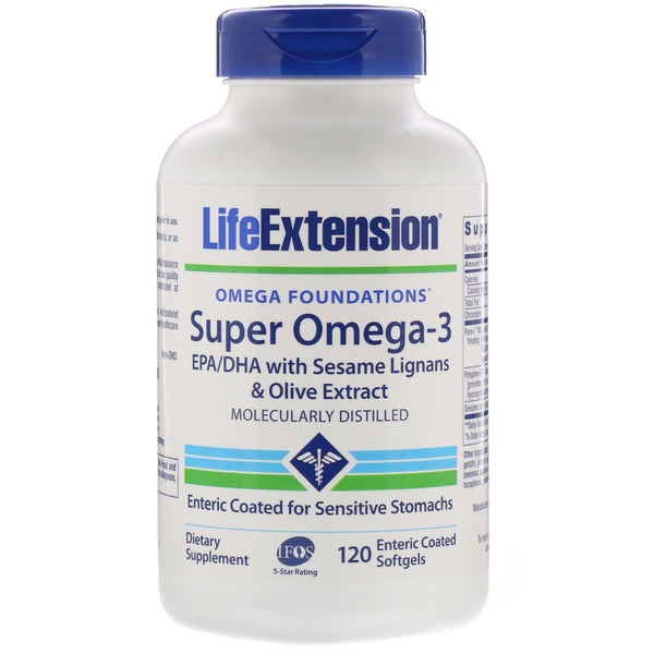 Life Extension, Omega Foundations, Super Omega-3, 120 Enteric Coated Softgels - The Supplement Shop